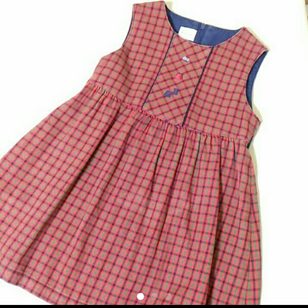 100 ファミリア　定番チェック柄　ジャンパースカート