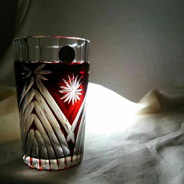 大正ロマン切子コップ♪薩摩切子盃氷コップバカラ型吹ビール電笠