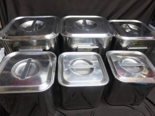 J78/業務用・厨房 美品!ステンレス 蓋付 角ポット 6点セット 事務