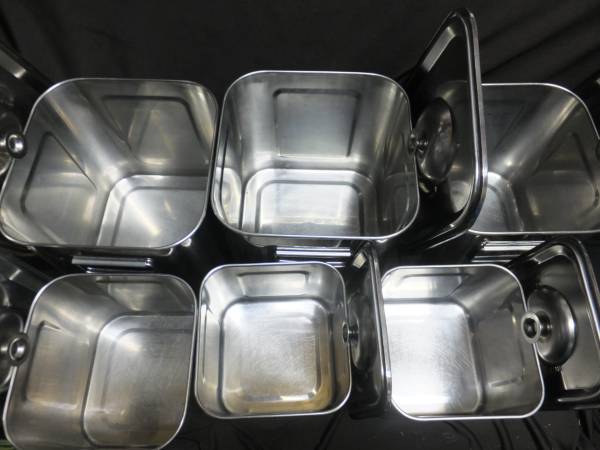 J78/業務用・厨房 美品!ステンレス 蓋付 角ポット 6点セット 事務