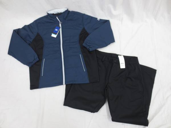 ミズノ ウインドブレーカー上下セット LL ネイビー×ブラック MIZUNO