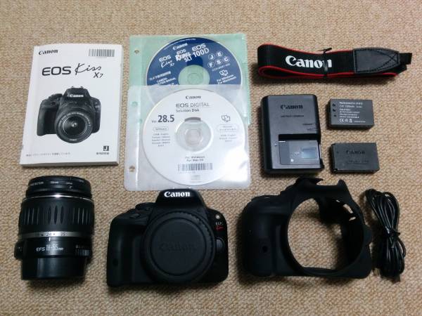 Canon EOS Kiss X7、レンズ、予備バッテリー、カバー付き_1