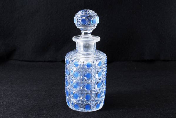 オールド バカラ ダイヤモンドピエール 香水瓶ブルー(中)15.5cm