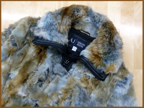 程度良★AJ/アルマーニジーンズ■フェイクファー ジャケット■40