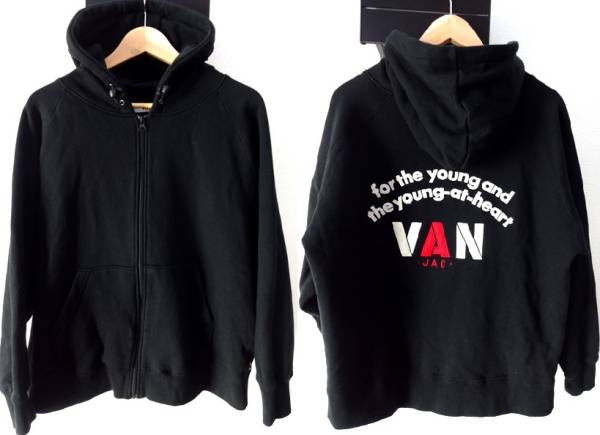 美品◆VAN JAC刺繍バックロゴパーカーIVY/ブラック 黒 M