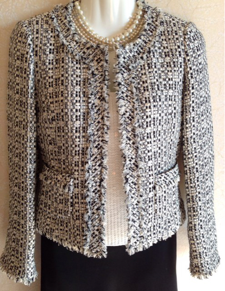 超美品/ANAYI/アナイ/ツイード/ノーカラー/グレー系ジャケット36