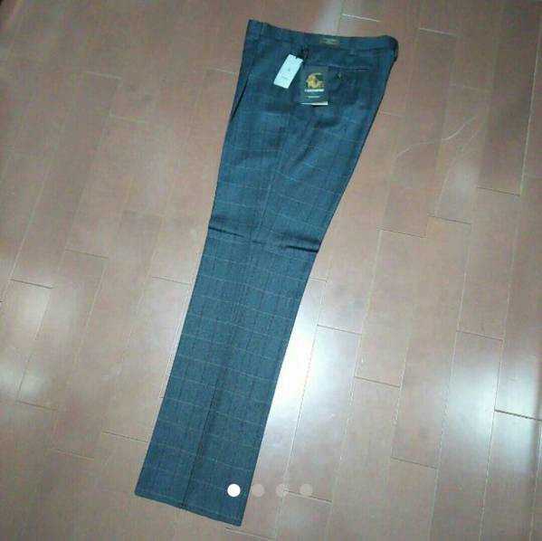 新品未使用 1タック チャコールグレー 88センチ ウール カシミヤ