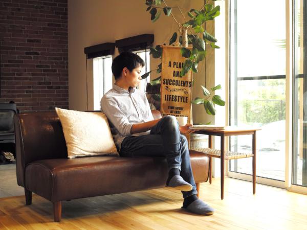 アームレスレザー 124cm幅 ブルックリンスタイルソファ ブラウン