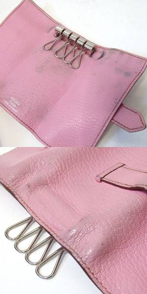 HERMES ◇ エルメス 4連 キーケース レザー ピンク ◇ 9-219 エルメス