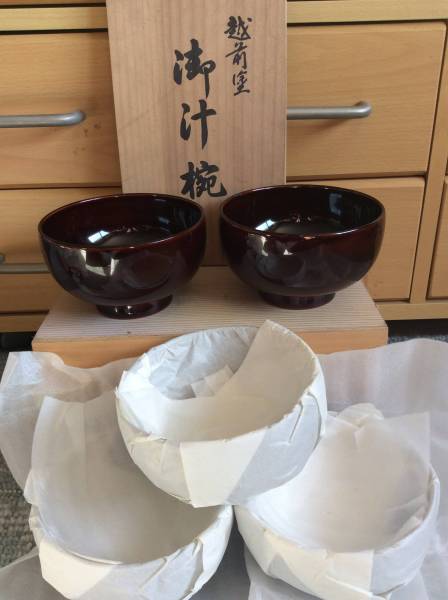 越前塗　お汁椀（うるし塗装）５客