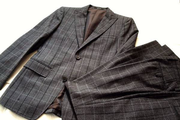 ★コムサメン高級英国トラッドチェック2Bスーツサイズ44★美品