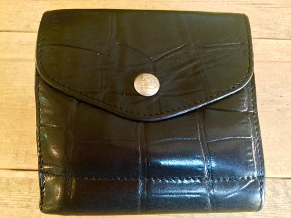 【クロコ】イルビゾンテ レザー ダークブラウン 三つ折り財布