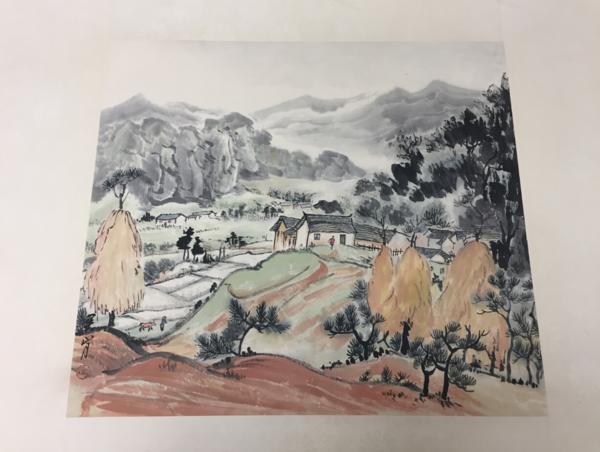 古】中国画・関山月・肉筆保証・唐本・唐画・山水画・まくり xvpbvx