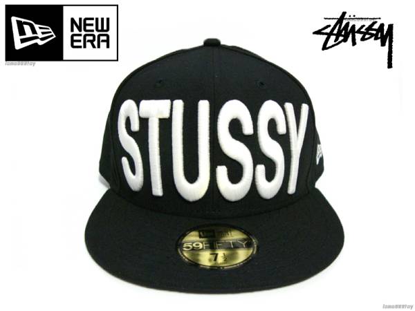 キムタク着STUSSYキャップNEWERAブラック7 1/2ニューエラCAP黒59