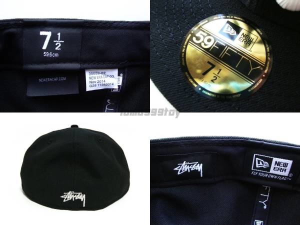 キムタク着STUSSYキャップNEWERAブラック7 1/2ニューエラCAP黒59