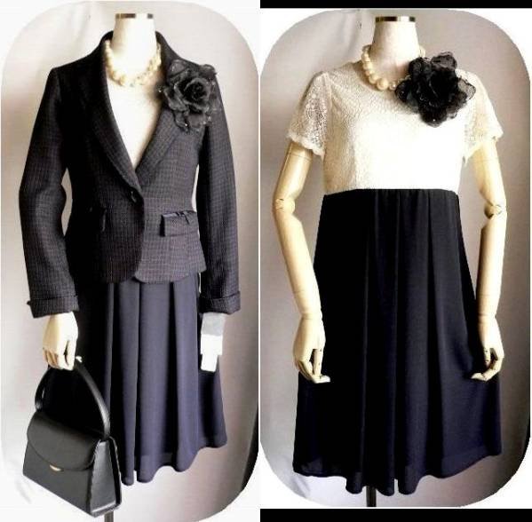 新品13号濃紺ポケリボンレースワンピーススーツ卒業式入学式