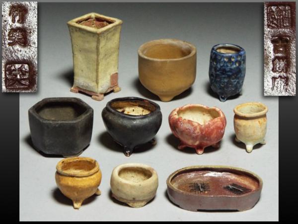 静岡】624X 小品 盆栽鉢 10点 まとめて 在銘 植木鉢 紫砂の鉢盆栽 静岡】624X 小品 盆栽鉢 10点 まとめて 在銘 植木鉢 紫砂の鉢盆栽