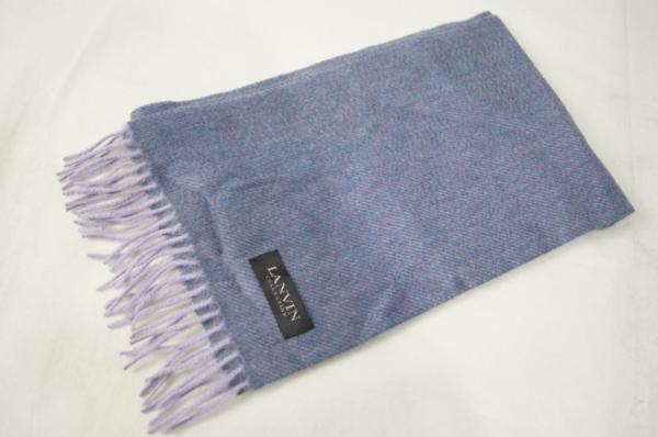 ■使少美品【LANVIN】ランバン☆ カシミヤマフラー/青×紫