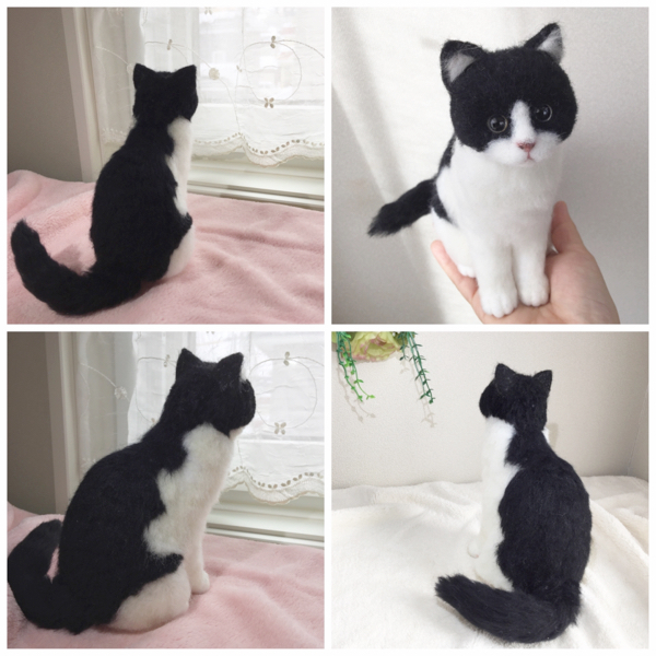 ☆ ハチワレ 猫ちゃん☆ 羊毛フェルト ハンドメイド 猫 猫人形