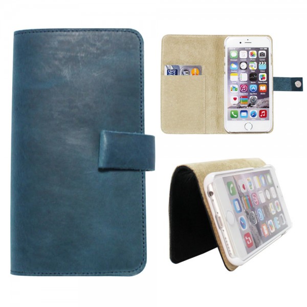 栃木レザー◆iPhoneSE用手帳型スマホケース◆国産皮革◆青_1