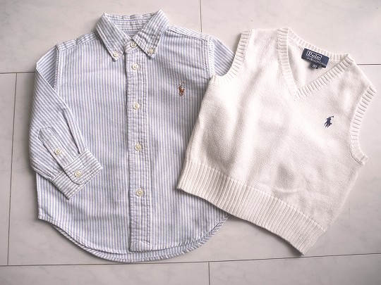 美品☆ラルフローレン(80)フォーマルも♪ベスト&シャツ2点セット