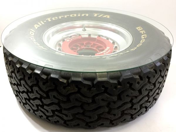 JU◇タイヤテーブル 直径75㎝ ガレージインテリア 札幌発□□ ガレージ