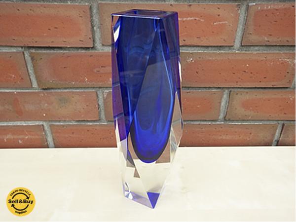 ムラーノガラス 花瓶 フラワーベース オブジェ ブルー○ ムラーノ 花瓶
