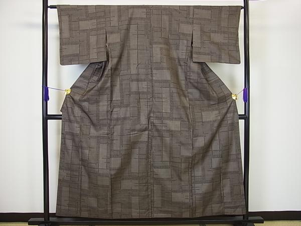 花美人着物□本場大島紬 7マルキ 幾何学文様 泥染 逸品 e327