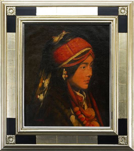 ◇青木繁◇民族衣装の女◇肉筆◇油彩◇坂本繁二郎鑑定