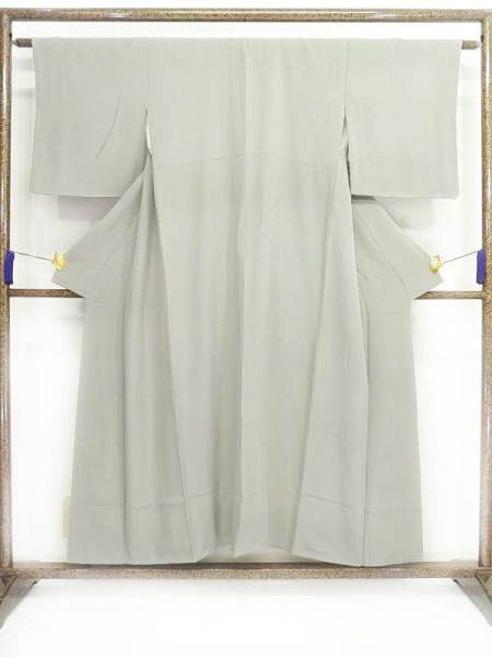 712vihu 色無地袷着物 無地 グレー 中古Ａ【ことこと屋】