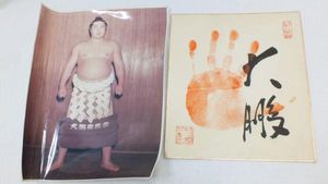 第48代横綱大鵬幸喜の直筆サインと手形 投げ出す