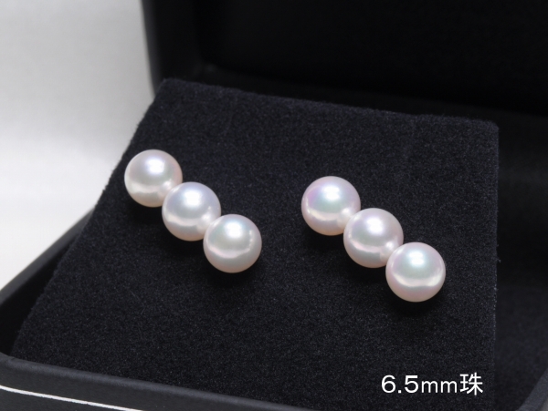 ◎泉パール◎2420　あこや真珠 バランス 3ケ付 ピアス 【6.5mm】★大好評★