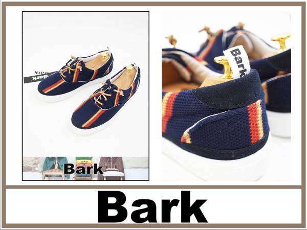 2.5万バーク Bark デニムスタイルと好相性！旬なメキシカン調ファブリックを用いたレジメン柄ニットスニーカー イタリア製 42