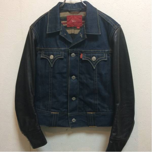 Levi's RED デニム レザー切替 ジャケット M LEVI'S RED リーバイスレッド 袖レザーGジャン M ☆検ルイスレザーBIGE