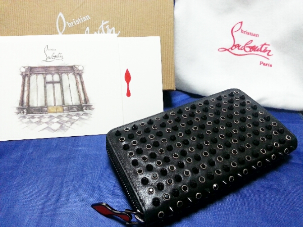 クリスチャン ルブタン スパイクウォレット ストーン装飾 ブラックカラースタッズ CHRISTIAN LOUBOUTIN