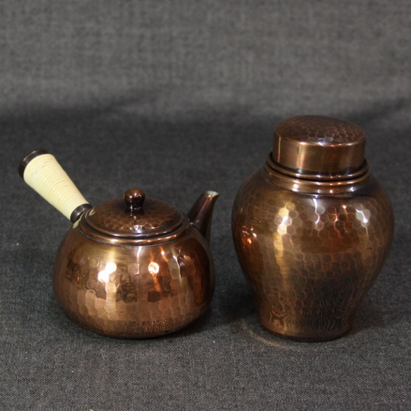 ☆美純堂 鎚起銅器 桃山古色 茶器揃 共箱 急須 茶入 茶壺
