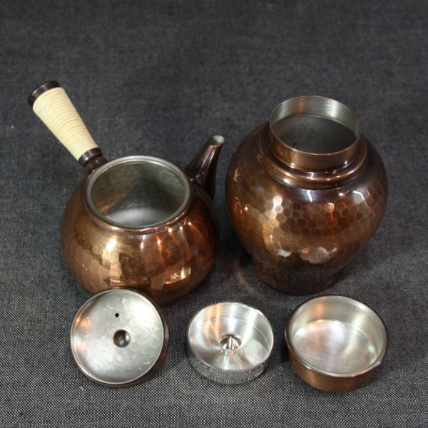 ☆美純堂 鎚起銅器 桃山古色 茶器揃 共箱 急須 茶入 茶壺