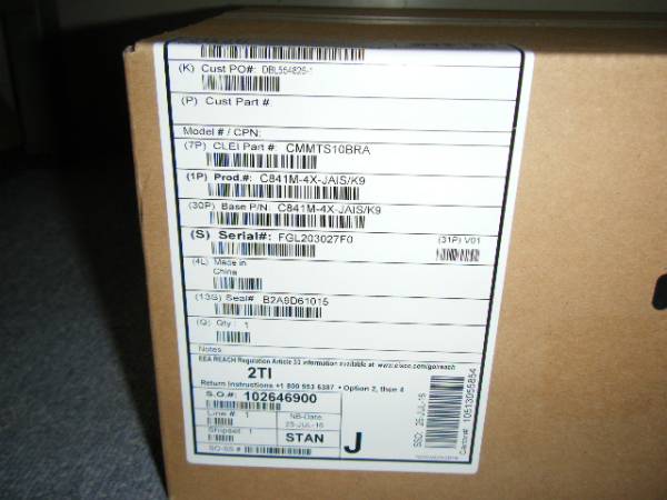 【新品・送料無料】Cisco シスコ C841M-4X-JAIS/K9/START (VPN機能搭載ルータ)