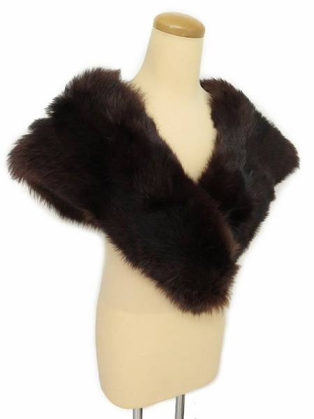 特特441uyba 極上ミンク 大判ショール 赤茶 中古Ａ【ことこと屋】