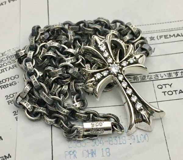 クロムハーツ/CHクロスペンダントwithベイル/パヴェ/ペーパーチェーン60cm付き！インボイス