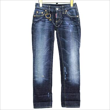 DSQUARED2 ディースクエアード 09AW Dカン付きクラッシュリペア加工デニムパンツ インディゴ 38