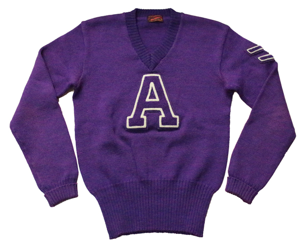 50s O'Thea Vintage Old College Lettered Sweater ヴィンテージ カレッジ レタード セーター Vネック 紫 A 38