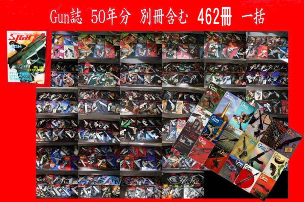 ◆金属モデルガンや六研等　資料にも　【月刊Ｇｕｎ＋別冊含＋Sight誌】５０年分　４６３冊一括、昭和３８年～平成２４年