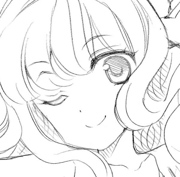 手描きイラスト 髪わしゃわしゃふかふか 女の子 ウインク オリジナル ラフ画 手描きイラスト 売買されたオークション情報 Yahooの商品情報をアーカイブ公開 オークファン Aucfan Com