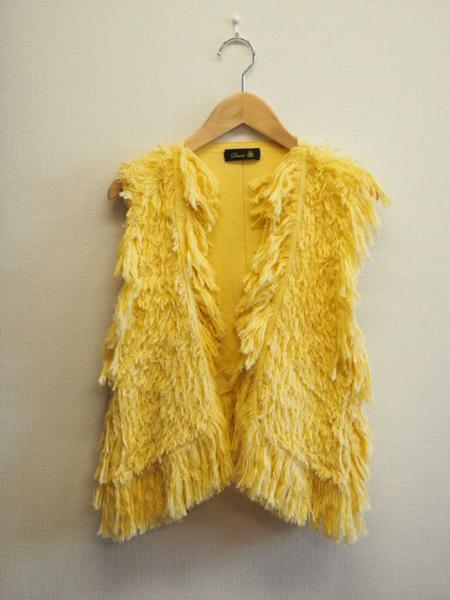Drawer ドゥロワー フリンジ ベスト イエロー