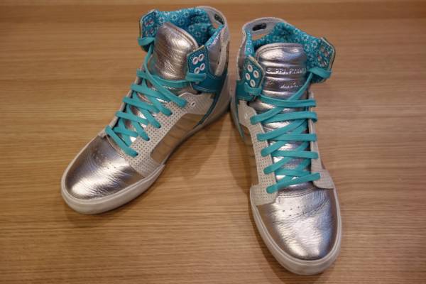 【極美品】 Supra Skytop Limited Edition シルバー/ターコイズ (Size US 8 nike) (Nubian 限定 別注) スープラ レア