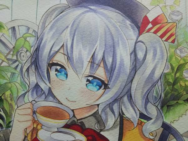 ◆艦隊これくしょん【鹿島】手描きイラスト◇色紙