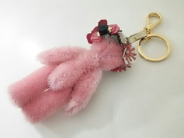 キーホルダー プラダ PRADA バッグチャーム 美品 カニ ピンクレザー