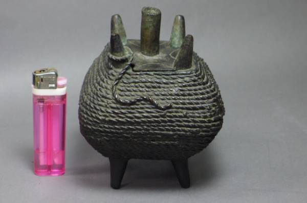 美術品・アンティーク・コレクション 古銅 糸巻 香炉 時代物 渡雲鋳造