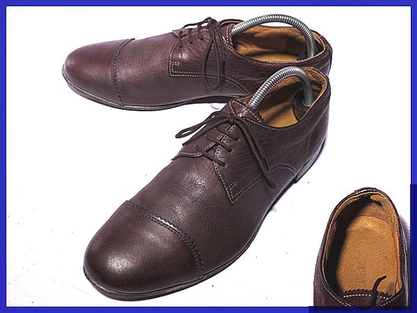 日本製美品★factotum★本革ストレートチップ27.0暗茶◆7C50